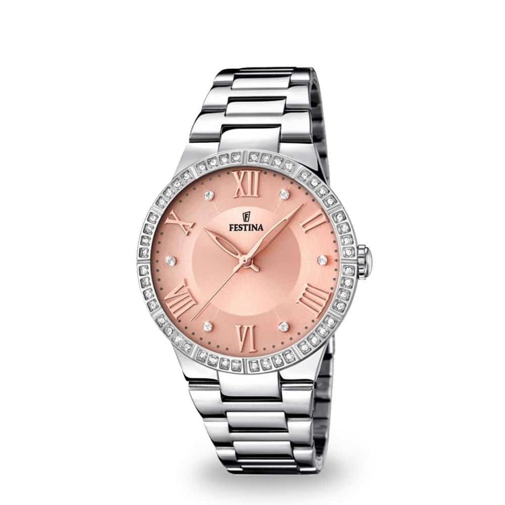 Hodinky Festina s ružovým ciferníkom