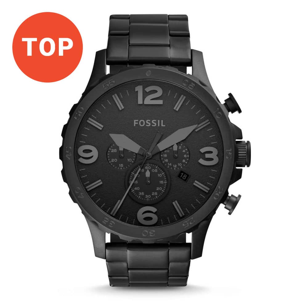 Pánske čierne hodinky Fossil Nate Chronograph