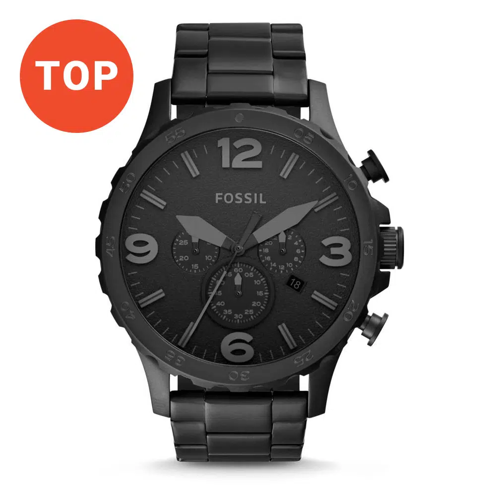 Pánske čierne hodinky Fossil Nate Chronograph