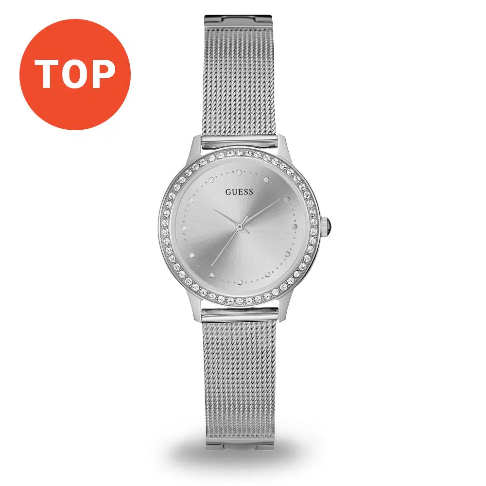 Strieborné hodinky Guess Chelsea