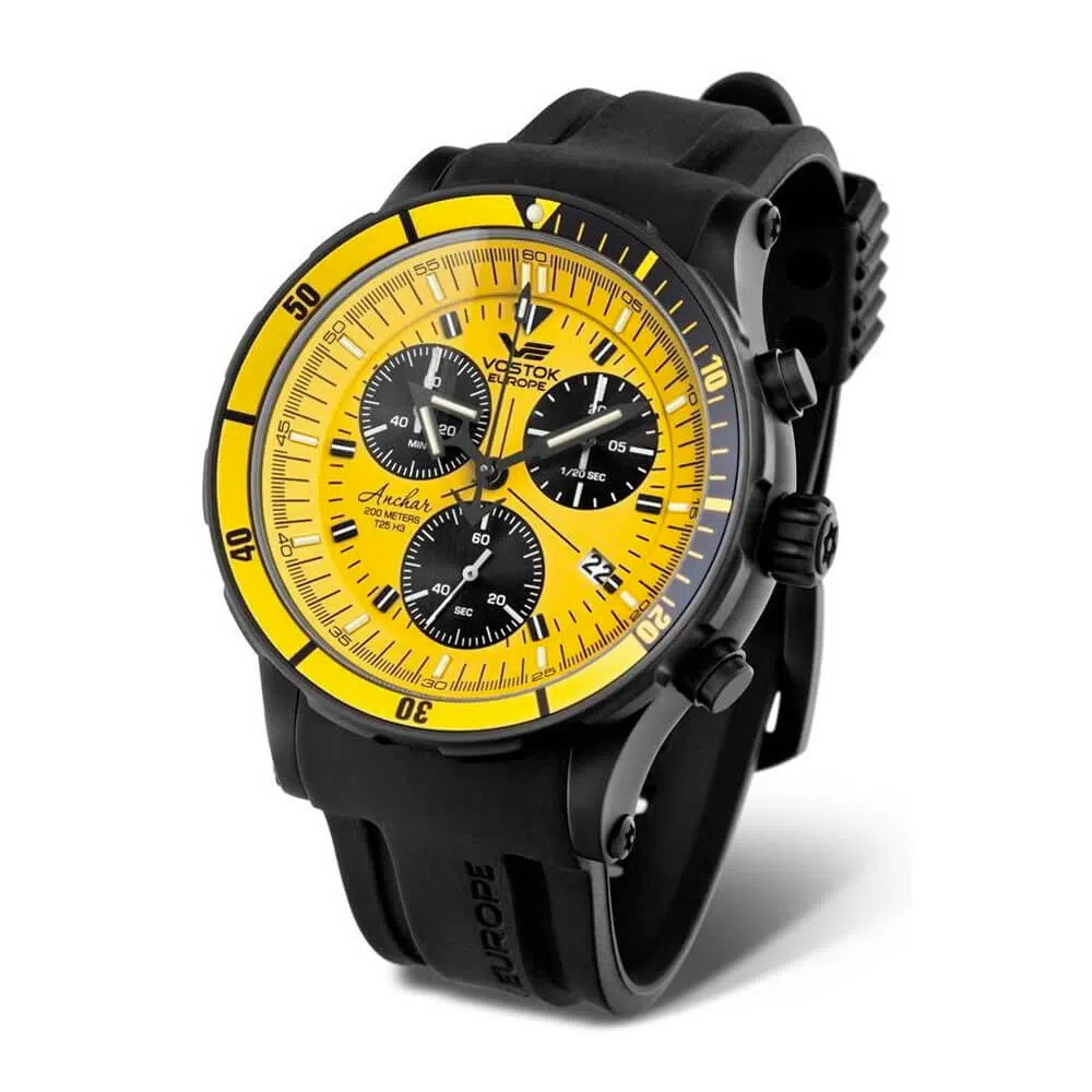 Hodinky Vostok Europe so žltým ciferníkom
