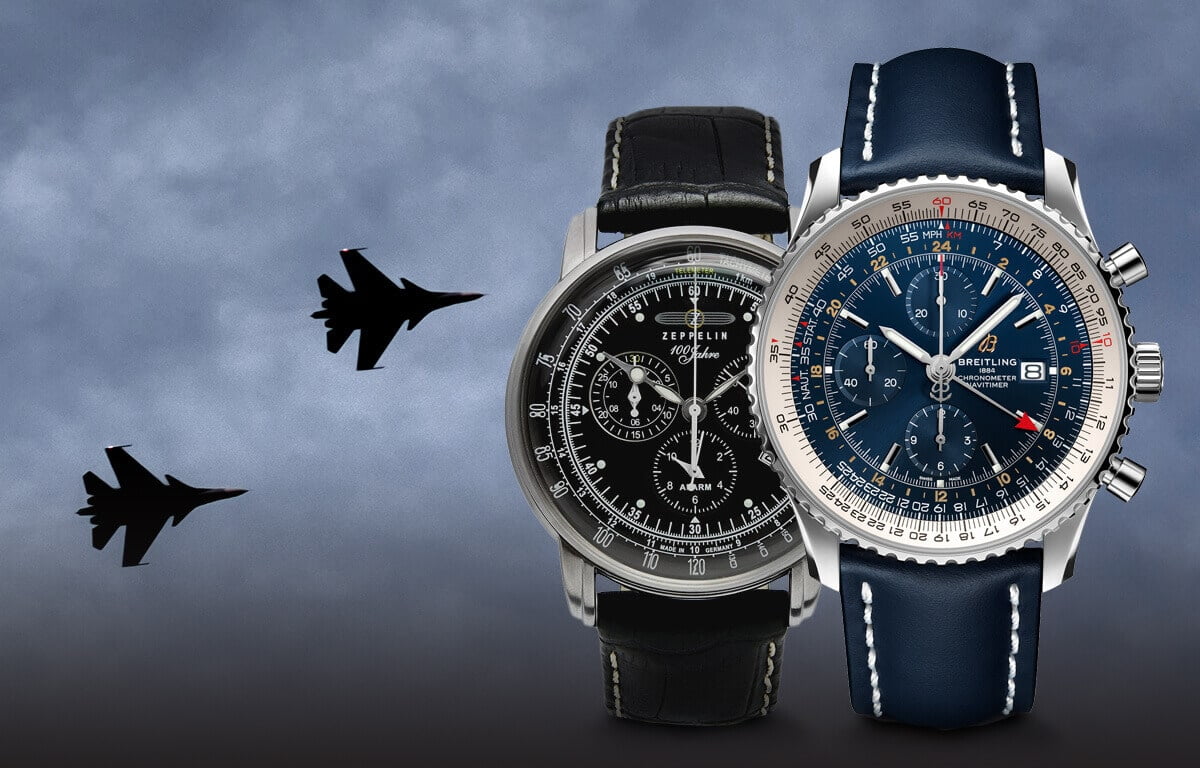 Am selectat cele mai cunoscute mărci de ceasuri aviator - mărcile Longines, Breitling, Zeppelin, Vostok Europe